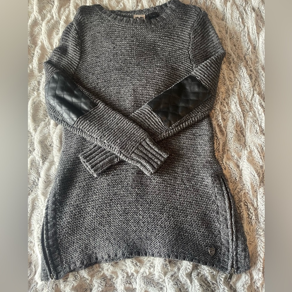 Leather elbow sweater